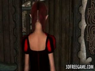 3d Redhead Elf Babe Sucking On A Monsters Hard Cock