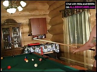 Pussy Bbw Plays On Pool Table