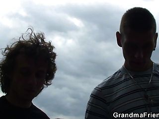 Very Old Granny And Boys Teen Fuck Outdoors