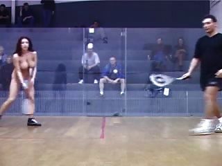 Shameless Girl Playing Tennis Naked In Front Of Men Crowd
