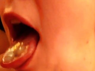 Close-up Cum In Mouth And Swallow
