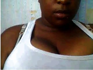 Ebony Shows Big Tits On Webcam