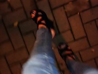 Public Cumshot And Walking In 6inch Platform Sandals