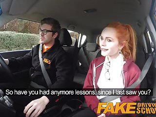 Fake Driving School Redhead Ella Hughes Eats Instructors Cum