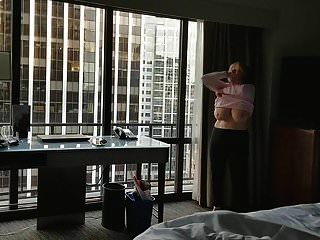 Mature Hottie Naked In Hotel Window