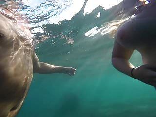 Big Tit Wife Topless Beach In Greece Underwater